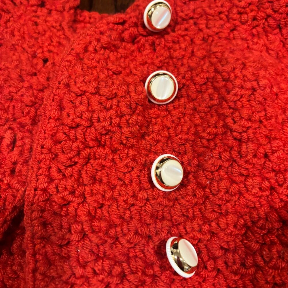 Red crocheted shrug - Picture 2 of 7